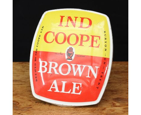 Advertising, Breweriana - a mid 20th century easel backed tin sign, "IND COOPE BROWN ALE, BREWED BY IND COOPE LTD, BURTON-ON-