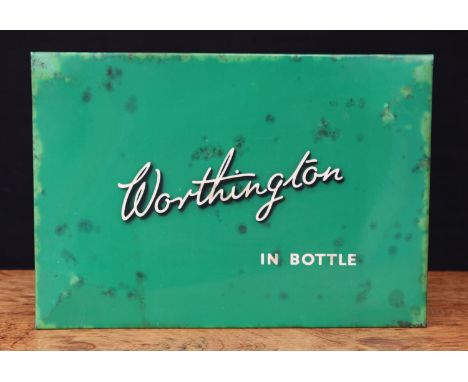 Advertising, Breweriana - a mid 20th century rectangular tin easel backed or hanging 'showcard', "Worthington IN BOTTLE", 18.