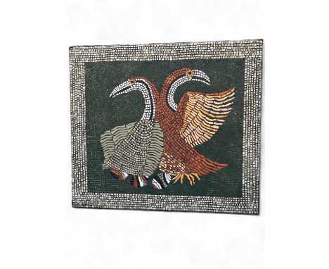 Jane Akeroyd (1918-1999) A  ceramic tile mosaic table top of two birds, 108cm x 123cm