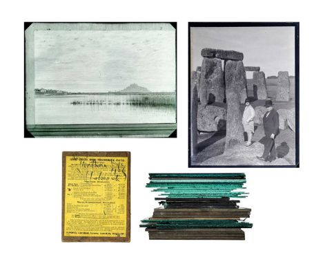 A collection of early 20th century glass plate negatives and magic lantern slides. Including three of a Grahame-White biplane