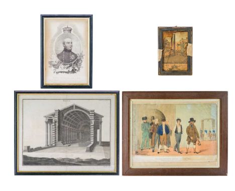 Les Trois Condamnes Passant A La Guillotine  19th Century lithograph, together with three other prints. (4)