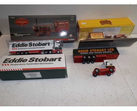 Corgi:- CC2309 Vintage Glory Garrett Showmans Tractor, two other boxed and one unboxed Die-cast models.