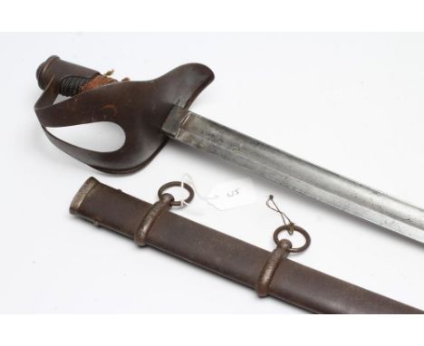 AN ITALIAN M1860 CAVALRY SWORD with 35 1/2" fullered blade stamped "HARTKOPF", steel hilt and steel scabbard with two belt lo