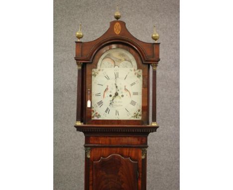 A MAHOGANY LONGCASE CLOCK by John Hudson, Nottingham, the eight day movement with anchor escapement striking on a bell, arche