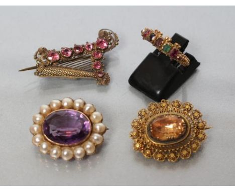 A VICTORIAN "REGARD" RING collet set with six facet cut stones to graduated bead shoulders and double rope twist shank, unmar