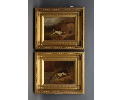 COLIN GRAEME ROE (1858-1910), Terriers Hunting in a Barn and in a Field, a pair, oil on canvas, signed "Colin Graeme" and dat