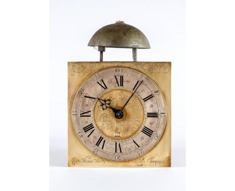 A WALL CLOCK by John Sanderson, Wigton, early 18th century, the lantern style four posted thirty hour movement with anchor es