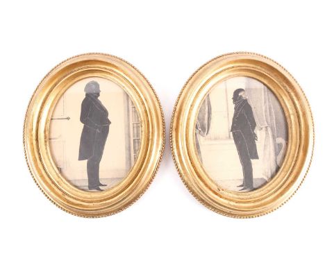 Of American Political Interest: A pair of 19th-century silhouette full-length portrait prints depicting Daniel Webster and Jo