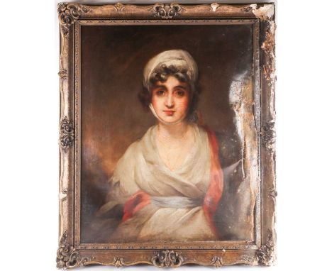 Follower of Thomas Lawrence (1769-1830), a head and shoulders portrait of Sarah Siddons (1755-1831), unsigned oil on canvas, 