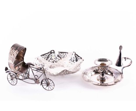 A late 20th century silver chamberstick, Birmingham 1971 by Garrard &amp; Co, 13.5 cm diameter, together with a modern silver