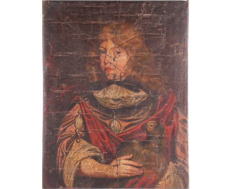 18th-century school, an unframed portrait of a nobleman, oil on canvas, 62 cm x 49 cm (a/f)