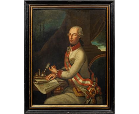 Joseph Hickel(1736 Böhmisch-Leipa - 1807 Wien) UmkreisPorträt Kaiser Joseph II.Repräsentatives, halbfiguriges Bildnis des an 