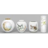 Vier Vasen mit Malereien von Brigitte Holtz