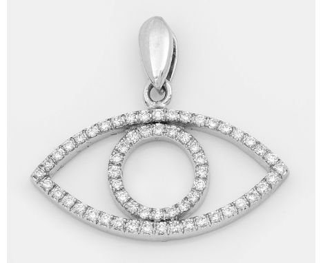 Symbolischer Diamant-AnhängerWeißgold, 750. Ausgefasst mit Diamanten von zus. ca. 0,60 ct.; Gew. ca. 1,92 g.Pendant set with 