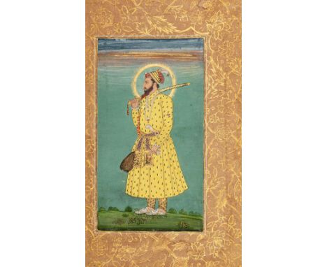 Portrait de Shah Shuja (1616 – 1661)Inde, début du XVIIIe siècleMiniature peinte à la gouache rehaussée d'or, montée en page 