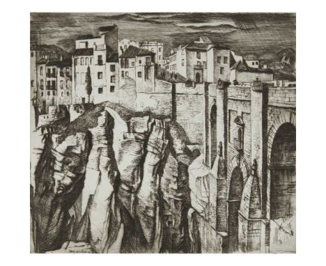 § WILLIAM WILSON O.B.E., R.S.A., R.S.W. (SCOTTISH 1905-1972) RONDA Etching, signed and dated 1946 in plate, and another, 'San