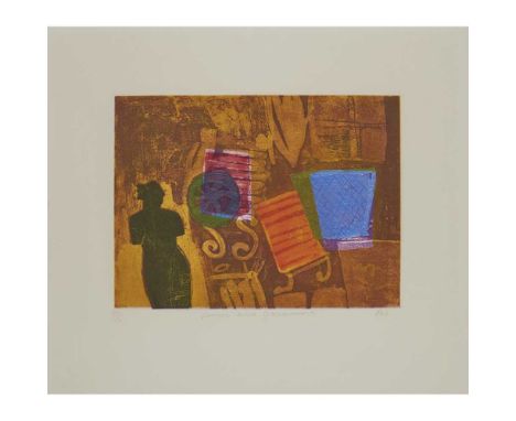 § BARBARA RAE C.B.E., R.A., R.S.A., R.E. (SCOTTISH 1943-) VENUS AND JARDINIERE Etching, 2/15, signed, titled and editioned in
