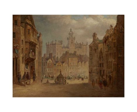 HENRY GIBSON DUGUID (SCOTTISH 1805-1860) HERIOT'S HOSPITAL, AND GRASSMARKET FROM THE FOOT OF WEST BOW, EDINBURGH, 1859 Signed