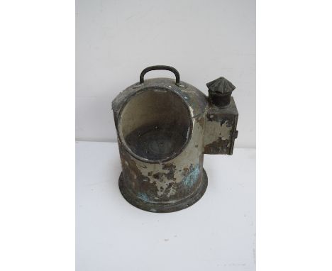 Maritime intrest - a 20th century nautical brass binnacle compass, with side for lamp burner - door missing