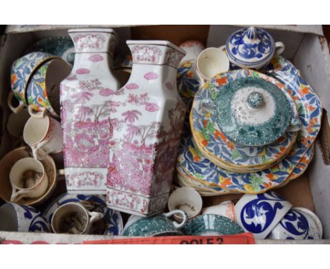A quantity of china including various pieces of Spode 'Camilla', Royal Cauldron 'Blue Scroll', Barker Bro's 'Fantasy', Minton
