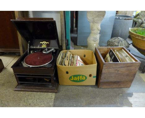 A Columbia gramophone and records 