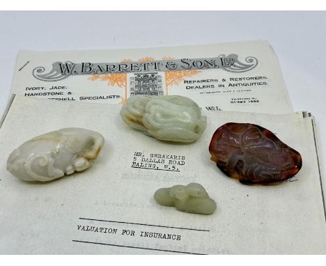 A collection of four Chinese carved jade figures, L:6.5cm (largest)