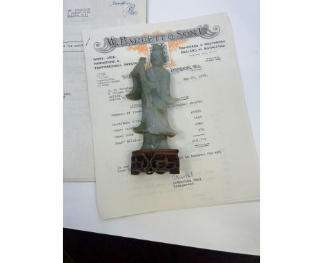 A large Chinese jade figure of an elder , H:14.5cm (jade) (a/f)