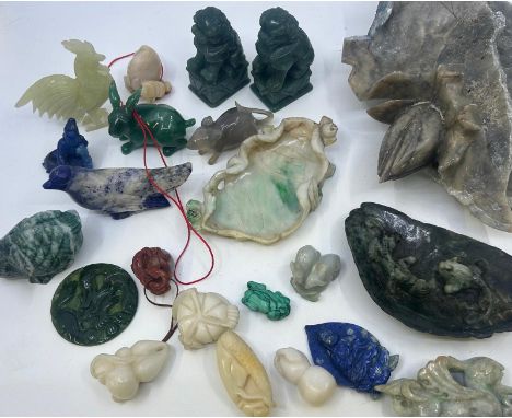 A large collection Chinese carved jade figures (qty)