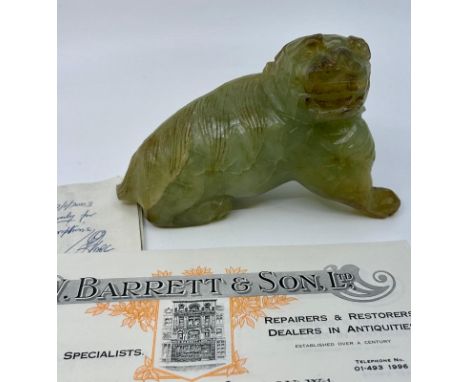 A large Chinee carved jade figure of mythical beast, L:14.5cm