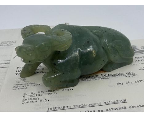 A large Chinese jade figure of buffalo, L:14cm&nbsp;