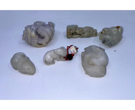 A collection of six Chinese carved jade figures, H:6cm (6)