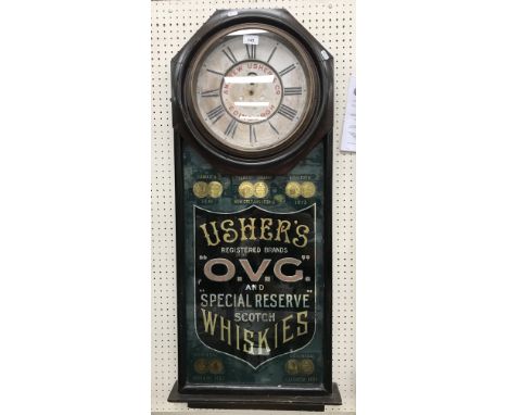 An Ushers OVG & Special Reserve Scotch Whiskies advertising clock, the dial set with Roman numerals and inscribed "Andrew Ush