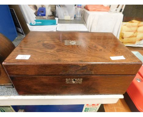 ROSEWOOD AND MOTHER OF PEARL INLAID TRAVELLING WRITING SLOPE    