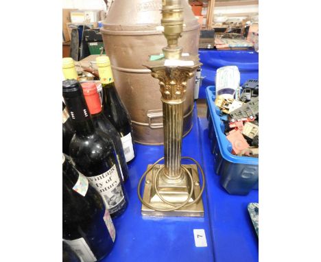 BRASS CORINTHIAN COLUMN ELECTRIC LAMP    