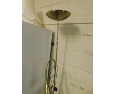 BRUSHED METAL MODERN UPLIGHTER WITH ATTACHED READING LIGHT    