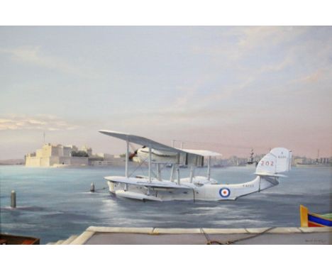 § Harold Garland (British, fl. 1986–1988) Trespassing, a Supermarine Scapo, Malta, 1935 signed lower right "Harold Garland" o