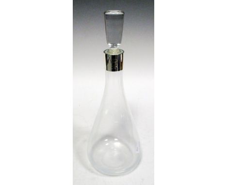 An HM Queen Elizabeth II cased glass decanter and stopper mounted with an EPNS band engraved ERII, Provenance: A Sandringham 