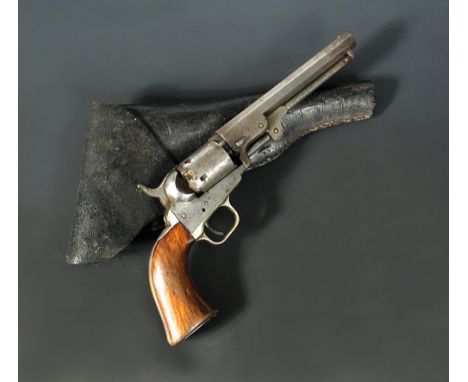 A Colt 1849 model pocket percussion revolver, no 52826 for 1852, with octagonal sighted barrel with New York address, cylinde