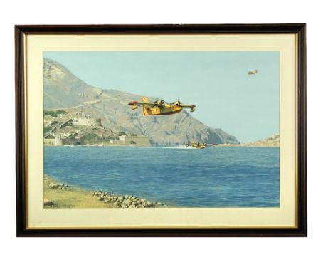 § Keith Maddison, GAVA (British, 20th Century) Greek Fire Fighters, Canadair CL215 Waterbombers, signed lower right "K Maddis