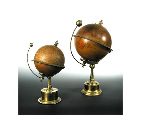 A Richards chronosphere clock, circa 1910 with 13.5cm terrestrial globe, applied cartouche 'patent 19460 Richards chronospher