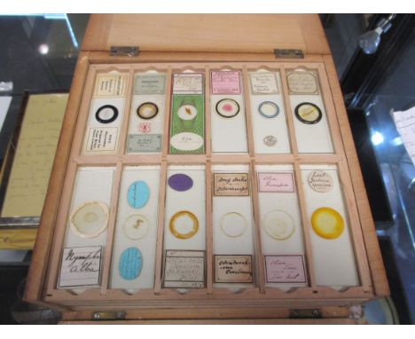 A box of approximately 150 microscope slides   
