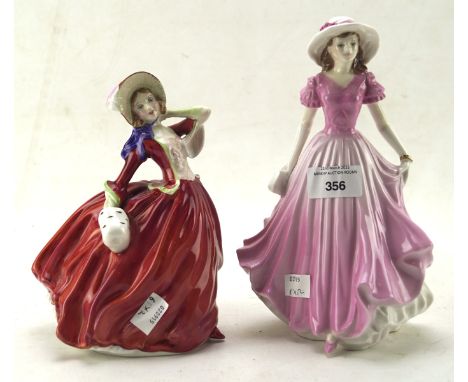 Two ceramic figures of ladies, on being Royal Worcester 'Amy' CW450 and Royal Doulton Autmn Breezes HN 1934