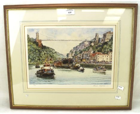 Frank Shipsides limited edition print - Clifton Suspension Bridge with SS Great Britain returning home.