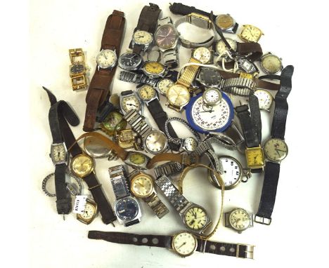 A large selection of vintage wristwatches, including examples by Imado, Timex and many more