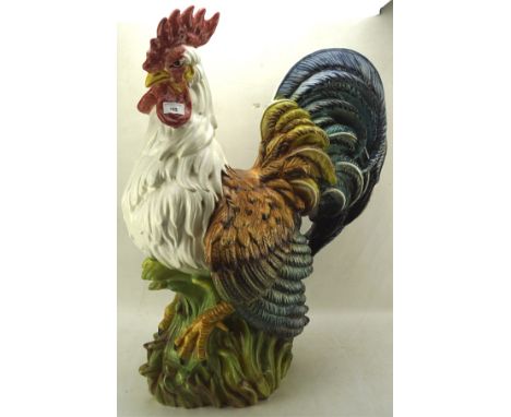 A highly coloured large ceramic model of a cockerel, height circa 75cm