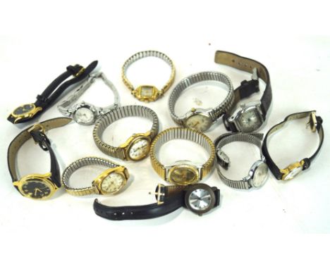 A collection of twelve vintage watches, including examples by Valex, Philip Mercier, Relic and more