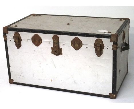 A 20th century metal mounted steamer trunk, 49cm x 92cm x 51cm