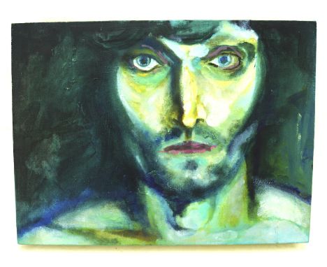 Acrylic on canvas of a portrait of a man, unsigned, 38cm x 51cm