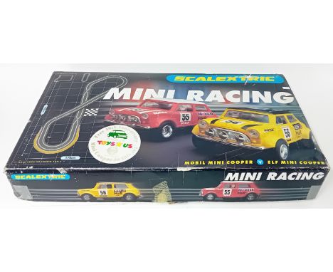 Scalextric, mini racing track, boxed, to include Mobil Mini Cooper and Elf Mini Cooper.