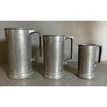Three pewter tankards